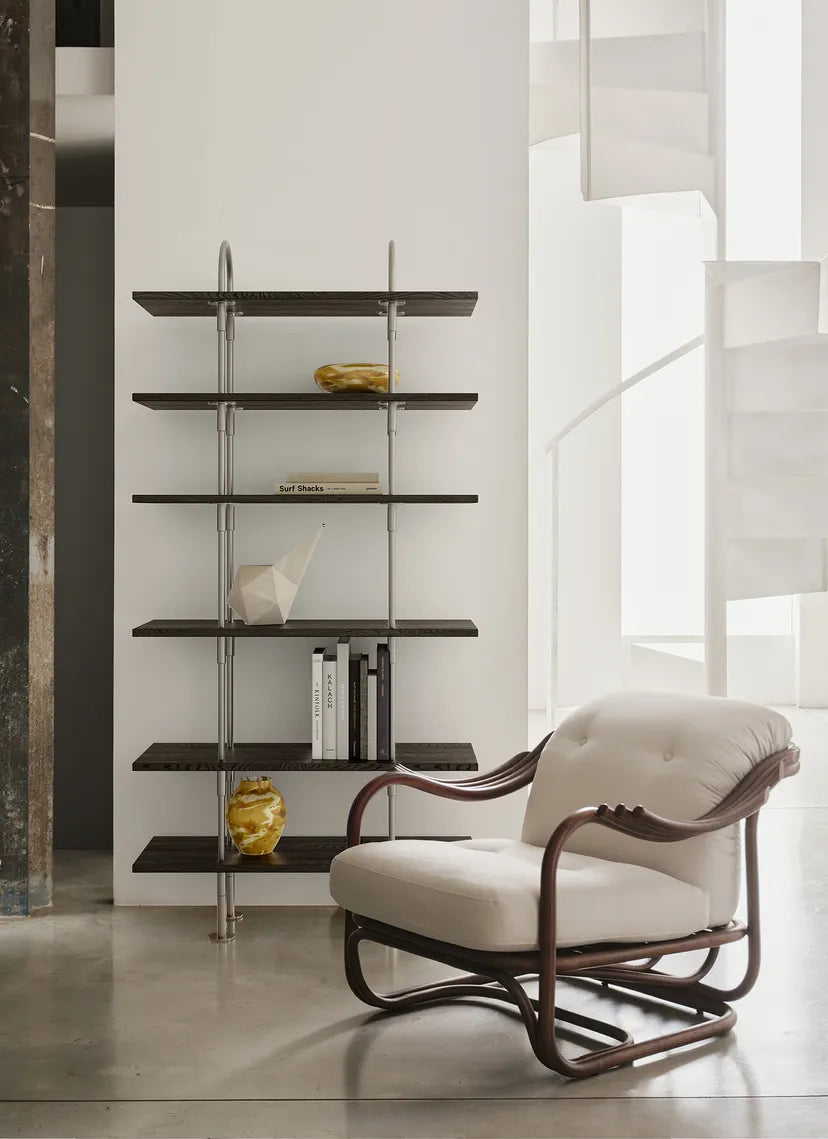KEEN Shelf dark ash wood with satin steel frame