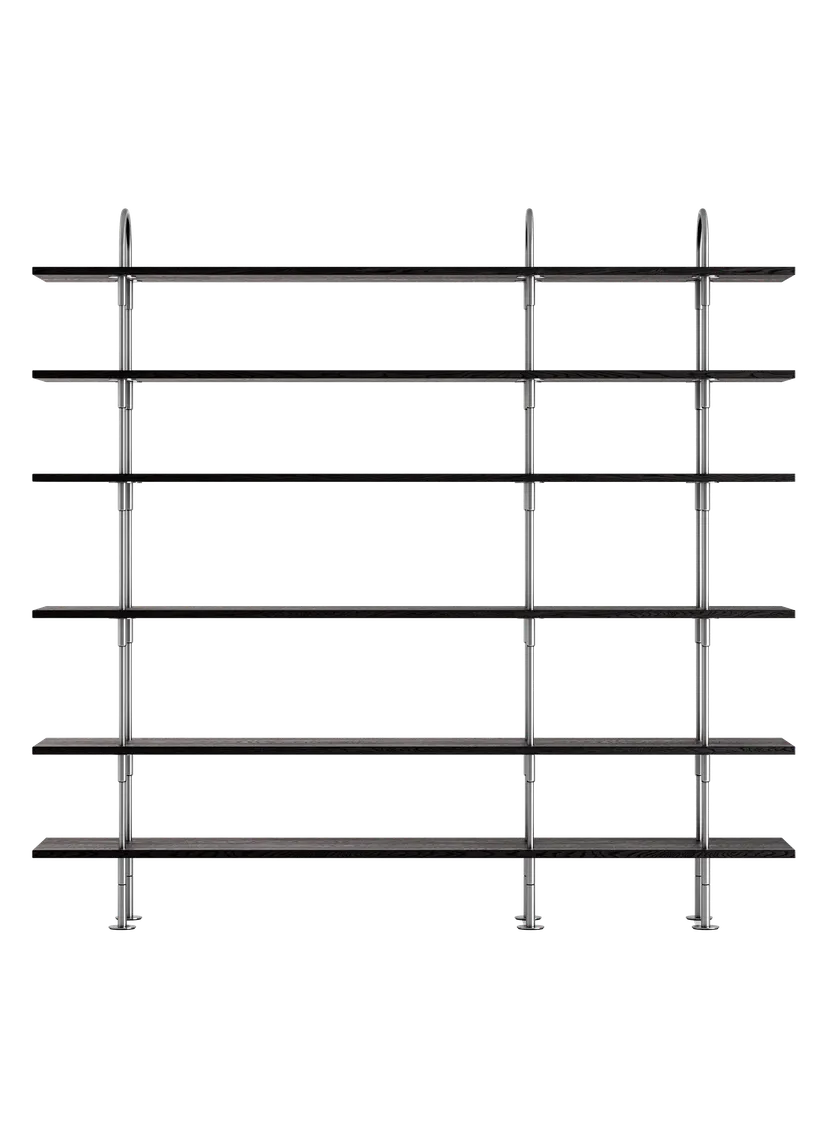 KEEN Shelf dark ash wood with satin steel frame