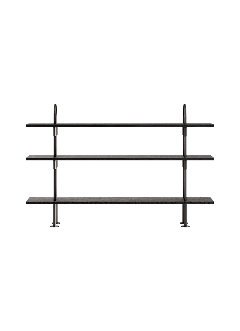 KEEN Shelf dark ash wood with black brass frame