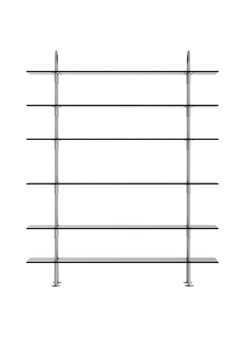 KEEN Shelf with Smoky Glass and Satin Steel Frame