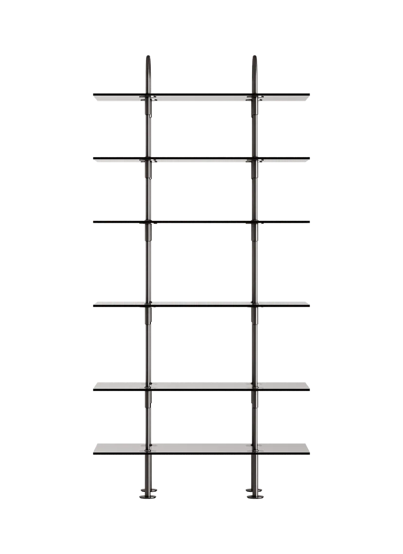 KEEN Shelf with Smoky Glass and Black Brass Frame