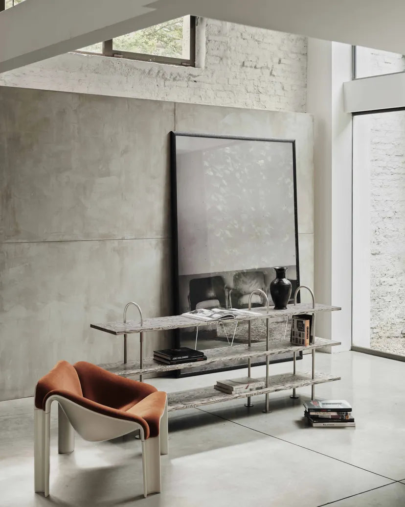 KEEN Shelf dark ash wood with black brass frame