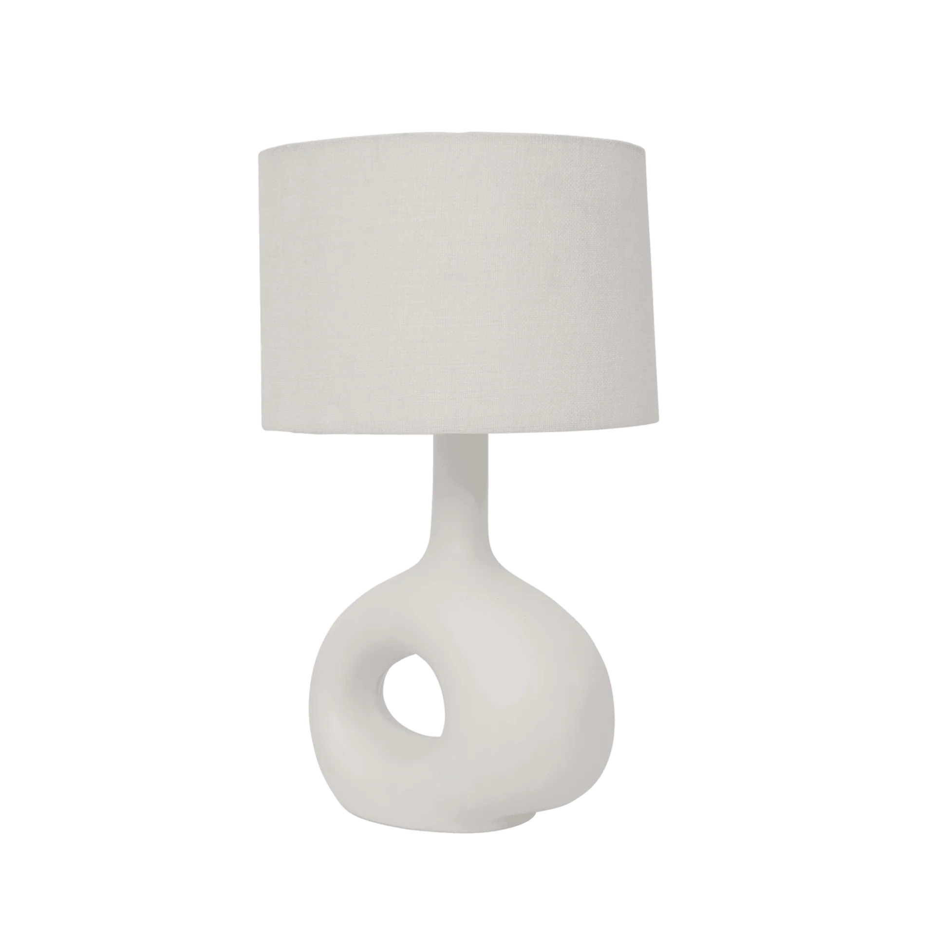 Stolná lampa SOFT ORGANIC ľanový tienidlo s keramickým podstavcom
