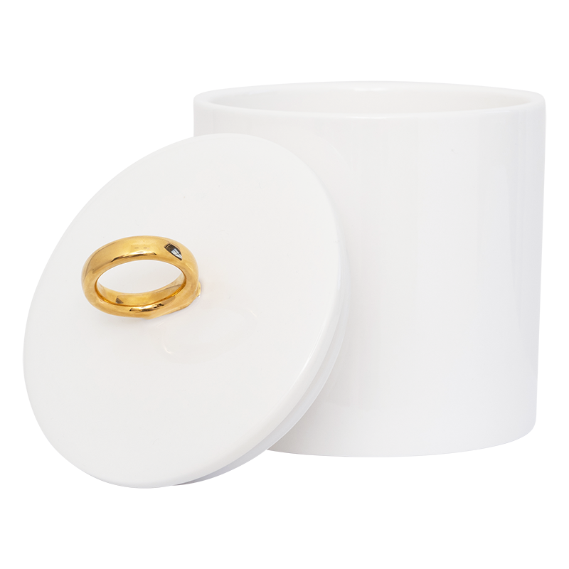 GOOD MORNING container white with gold finish