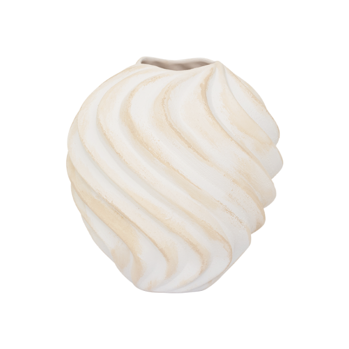 Keramický váza RIBBED béžová s bielou