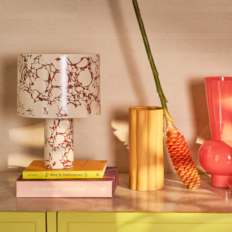 Stolná lampa FLUIDO krémovo-hnedá keramika