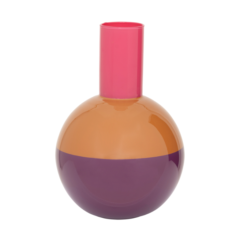 Sklenená váza LAHJA oranžová s fialovou a ružovou