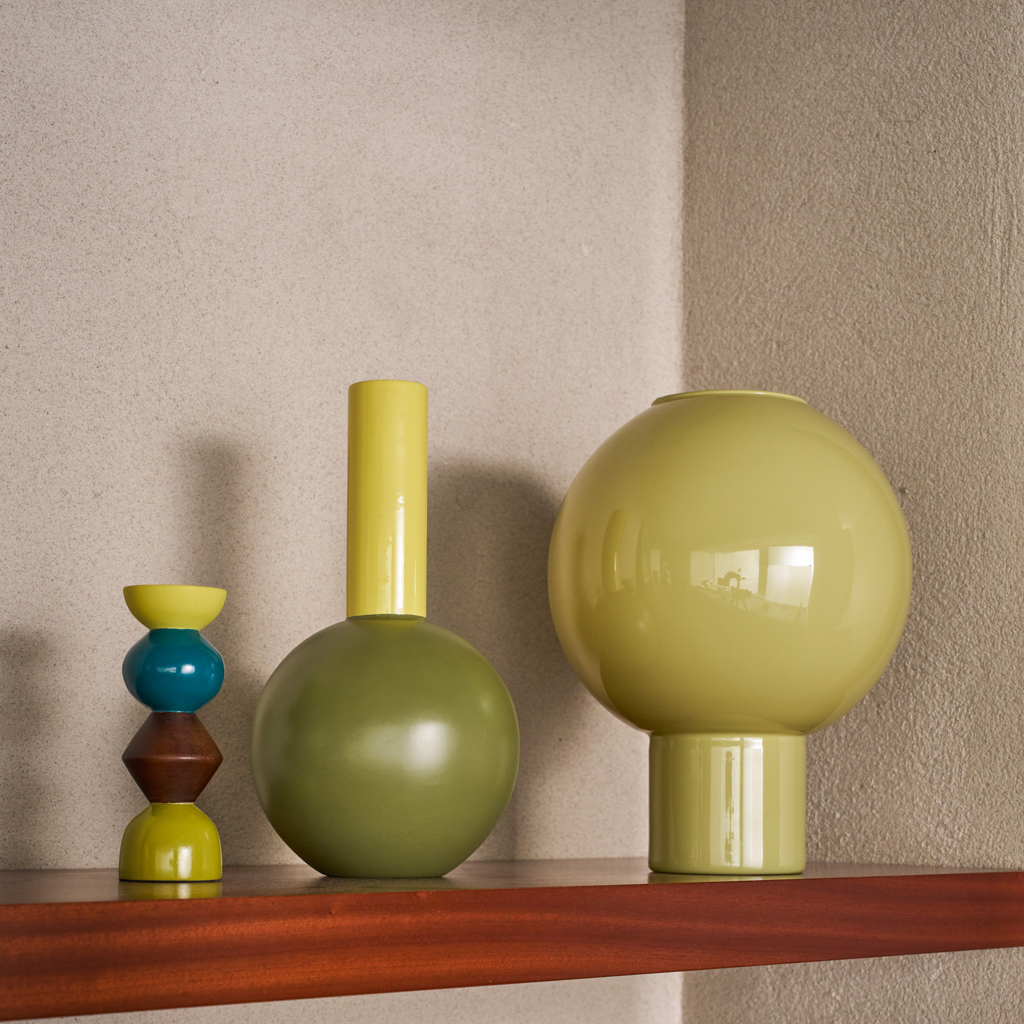 FARVE vase green with yellow