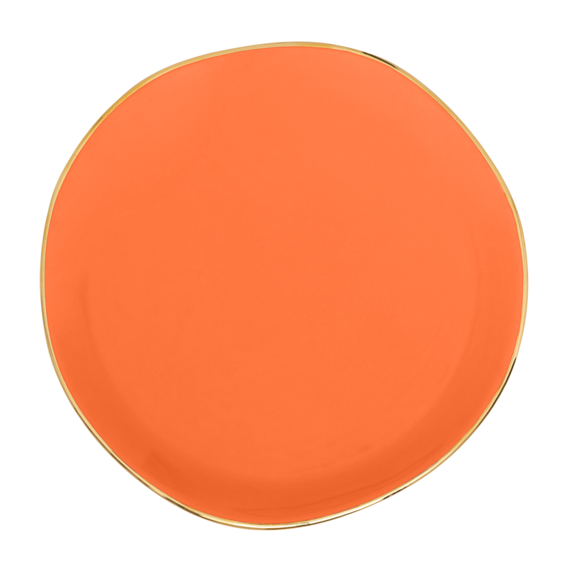 GOOD MORNING orange plate with gold finish
