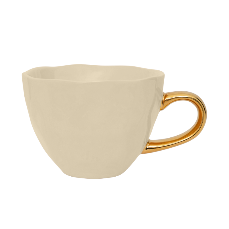 GOOD MORNING Cream Cappuccino Cup with Gold