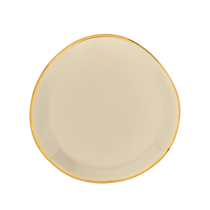 GOOD MORNING cream plate with gold finish