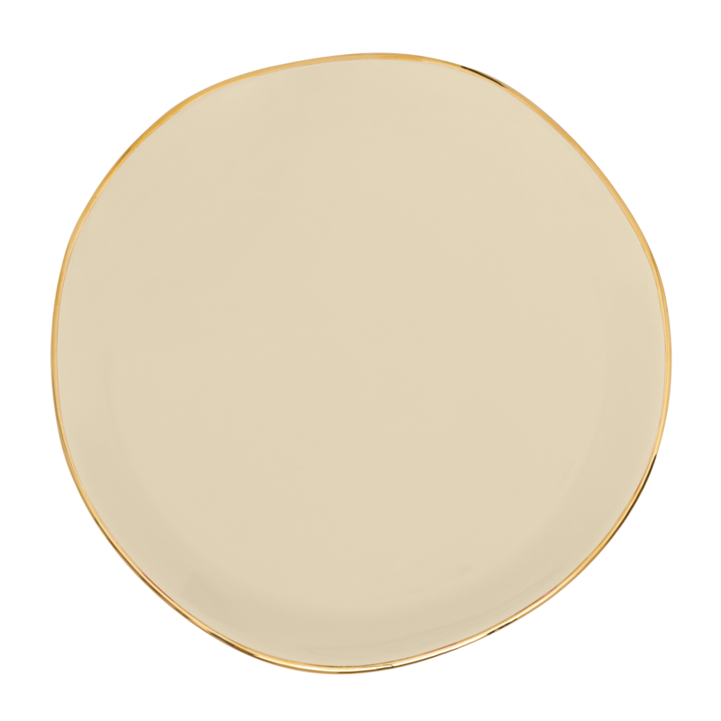 GOOD MORNING cream plate with gold finish