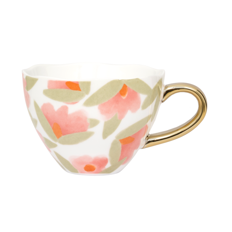 Cappuccino Cup LILJA Pink Floral Motif