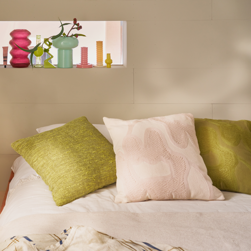 KEDI Cushion Green with Embroidered Pattern