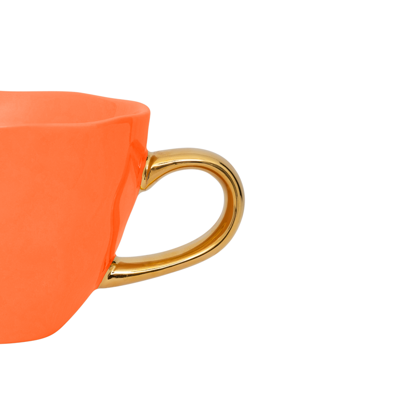 Hrnček na cappuccino GOOD MORNING oranžový so zlatým