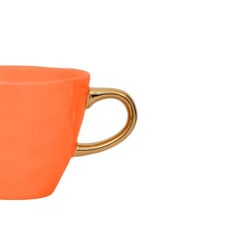 Ceramic Mug GOOD MORNING Orange with Gold