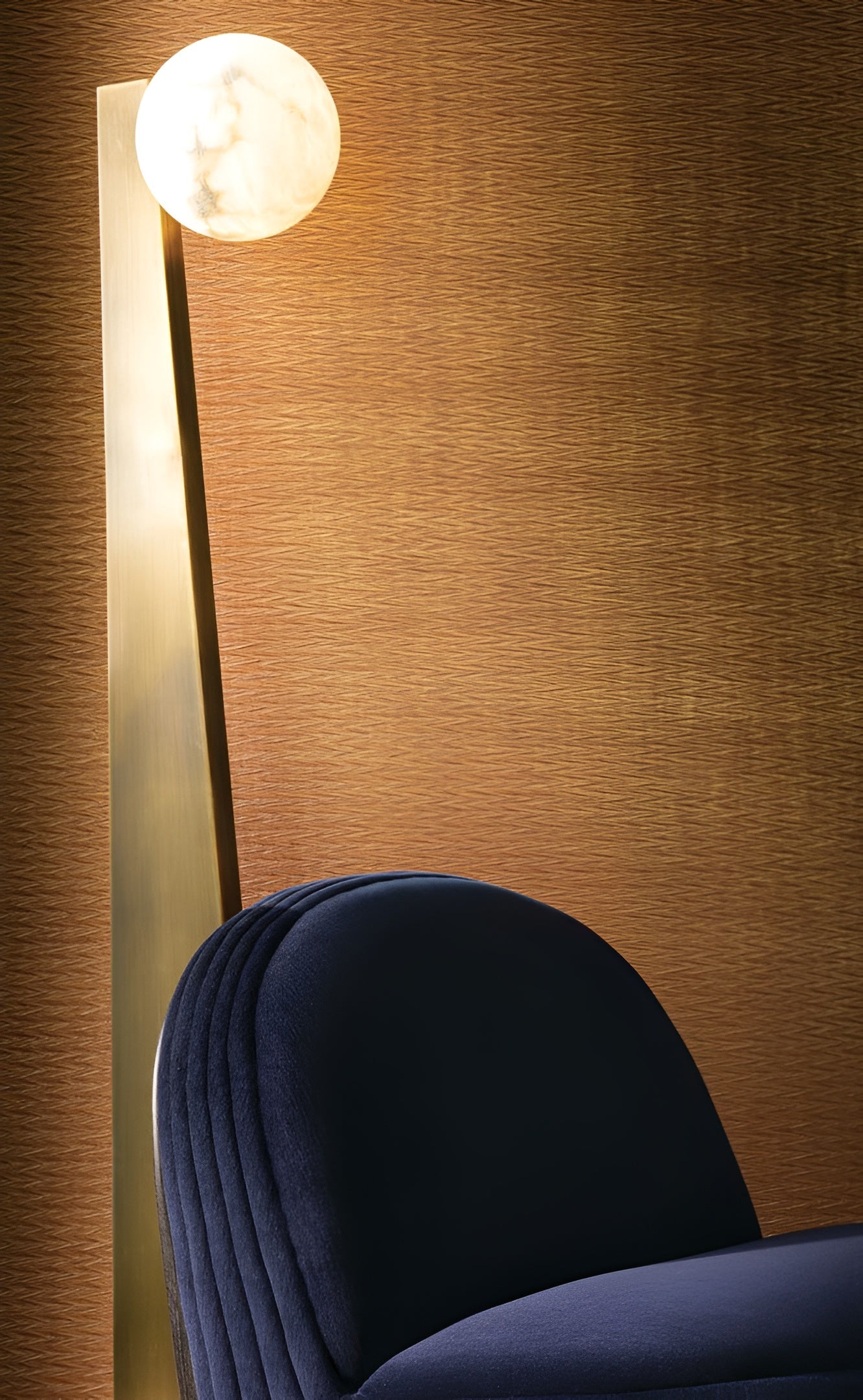 Textured textile wallpaper with a metallic geometric pattern THÉIA in turquoise