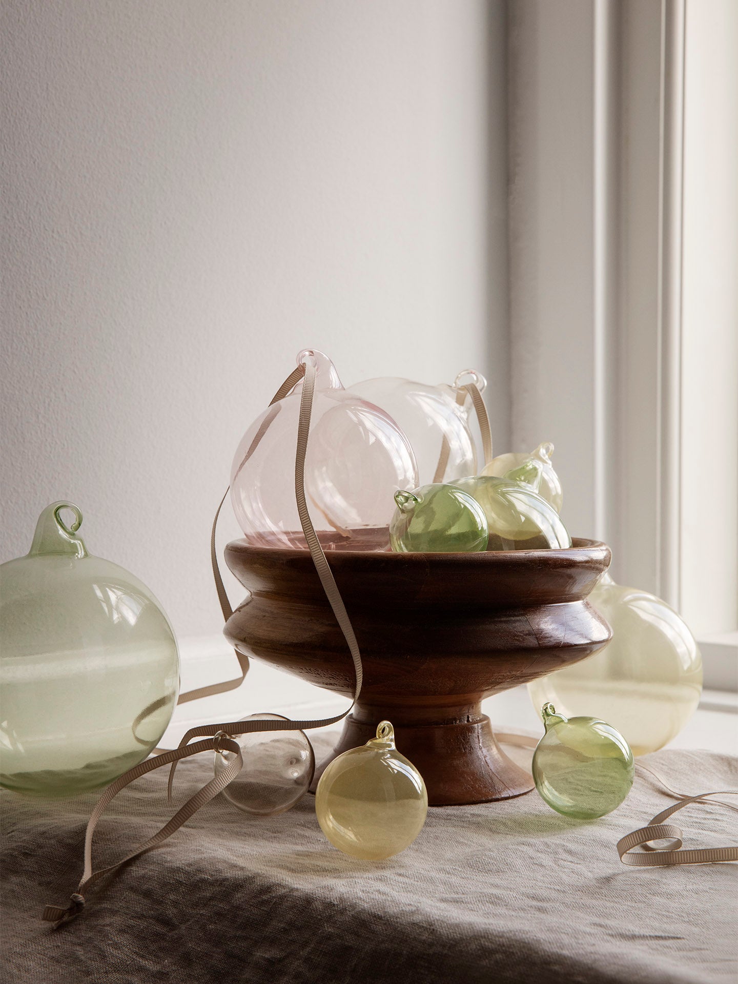 Mixed Light Christmas Ornament Set Pastel Glass