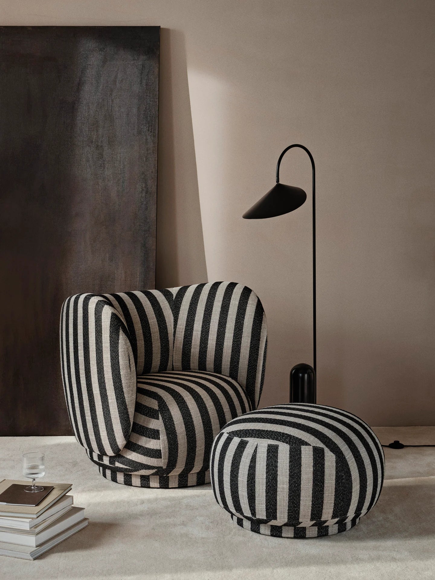 3-Seater Sofa RICO Louisiana Black with Sand