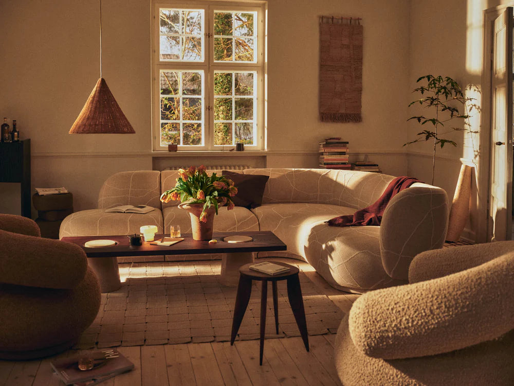 RICO Can Lis Modular Sofa - Left-Open End Element in Sand with White