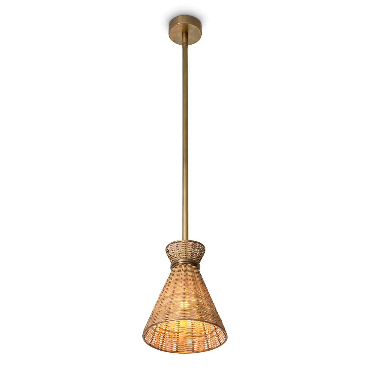 Hanging lamp Konic ancient gold with wicker