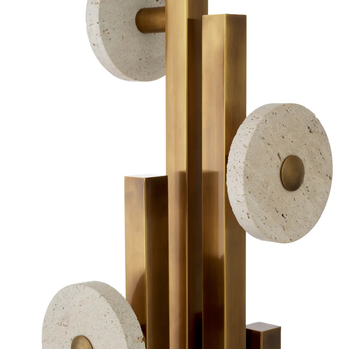 AMADORA coat rack with antique brass finish and travertine