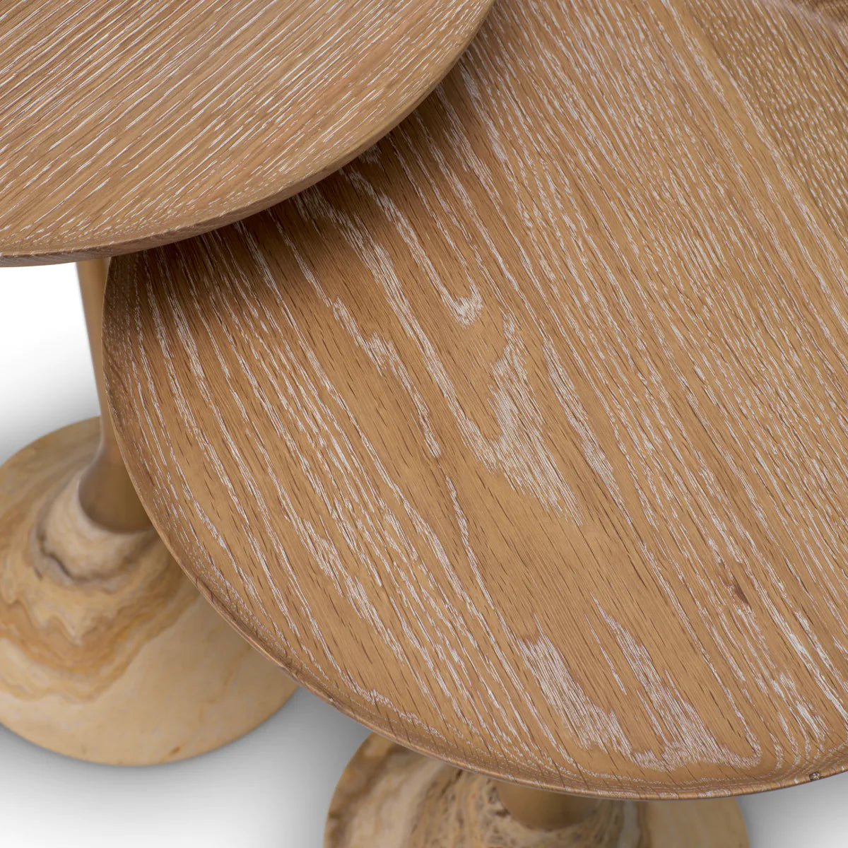 Súprava stolíkov PUGLIA z dubového dreva s onyxovým podstavcom