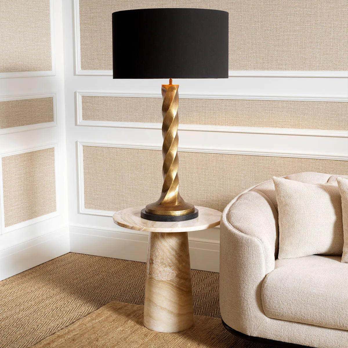 TERRY beige onyx side table