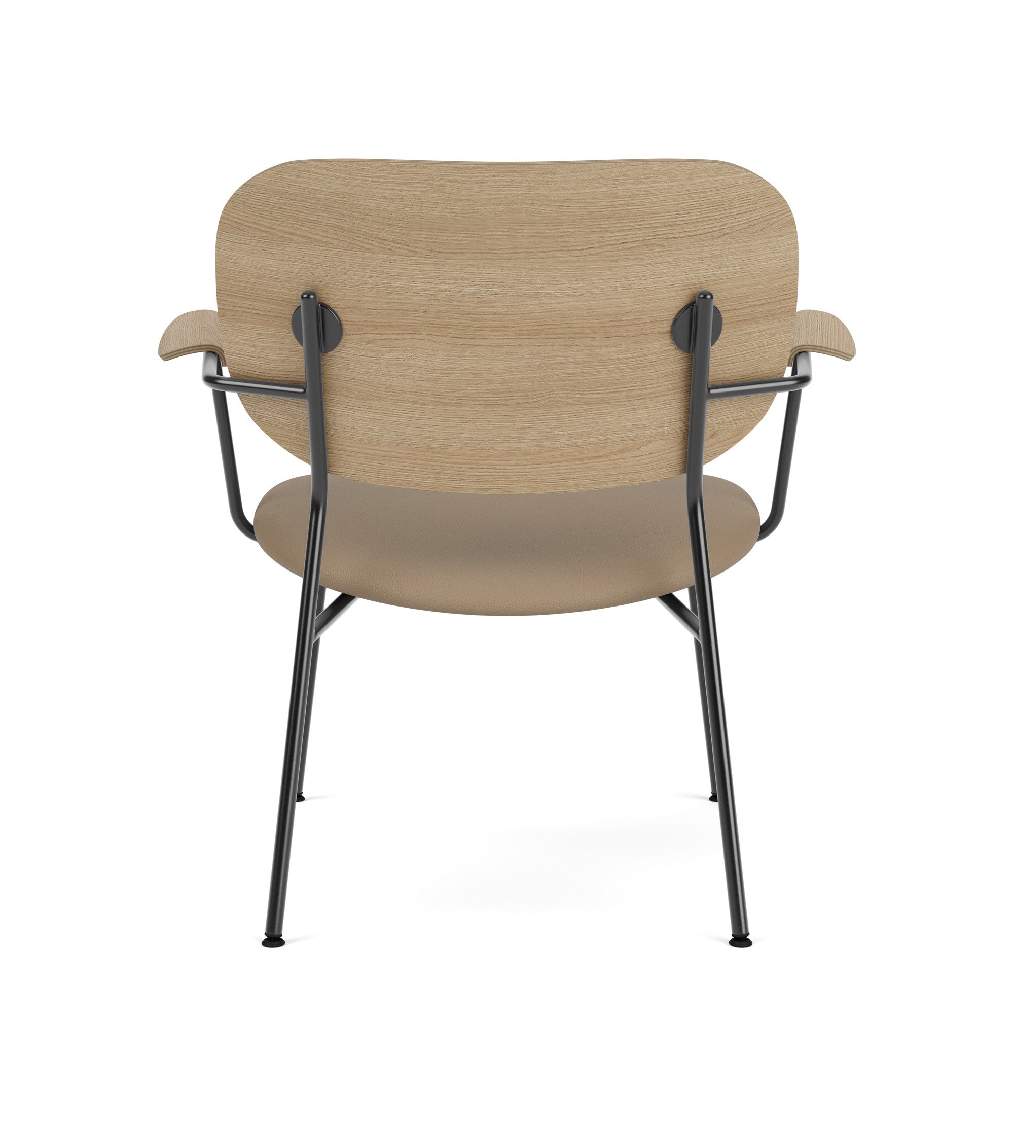 Beige armchair with oak backrest