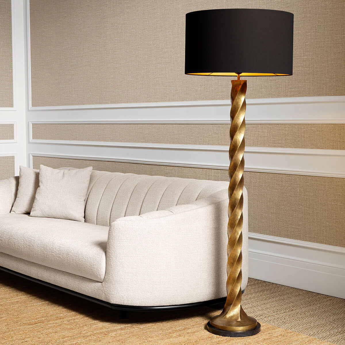 COSTANZA floor lamp antique brass with granite base