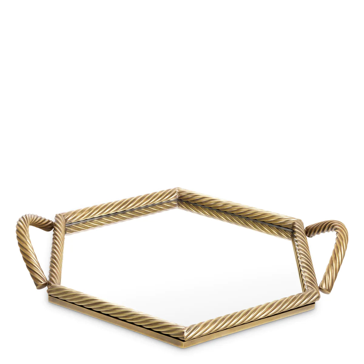 Sklenený podnos SALVI HEXAGON antická mosadz