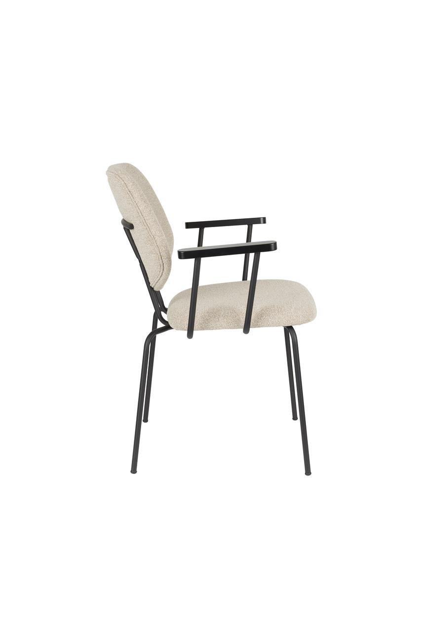 Kreslo s podrúčkami ZELO béžové s čiernym podstavcom