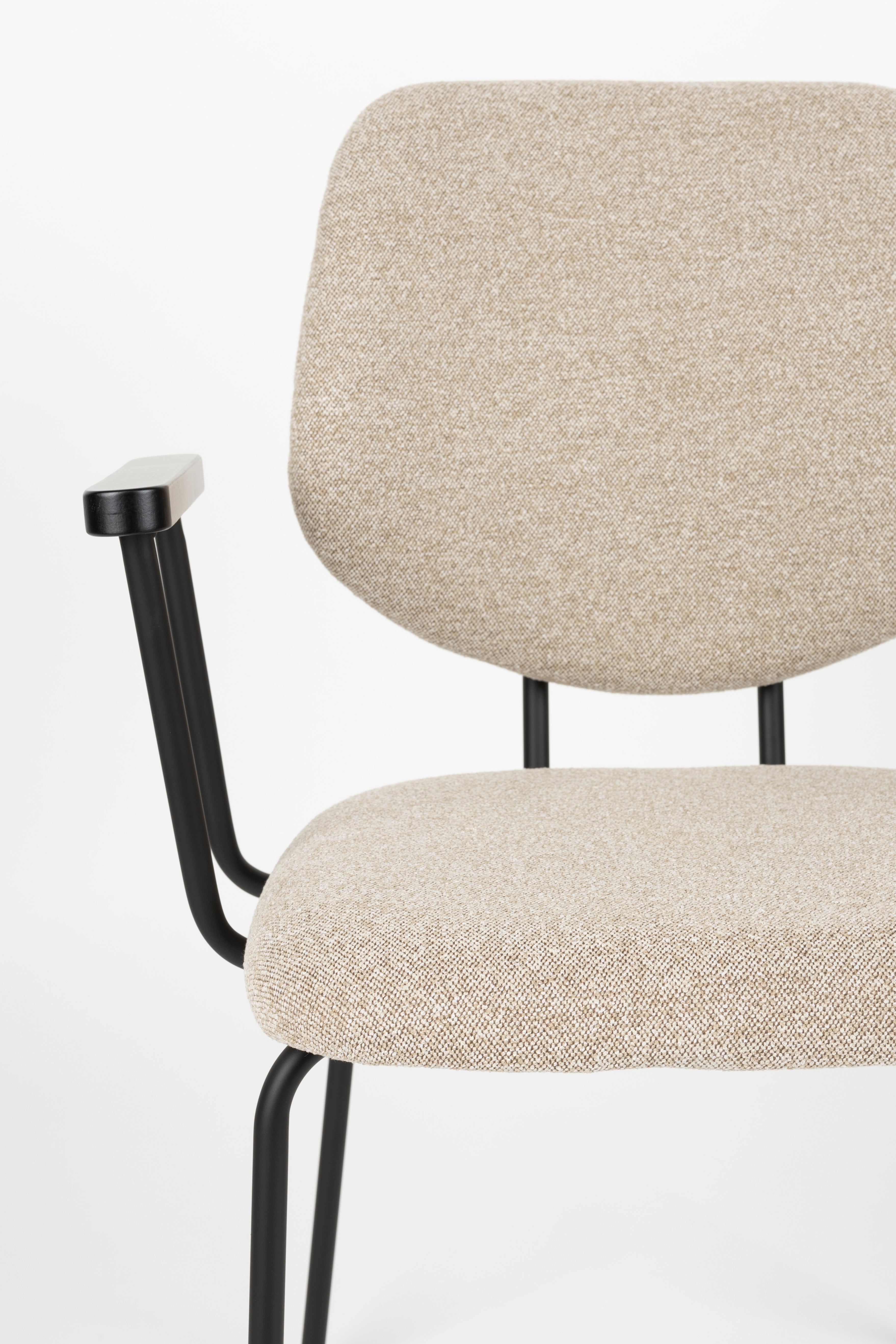 Kreslo s podrúčkami ZELO béžové s čiernym podstavcom