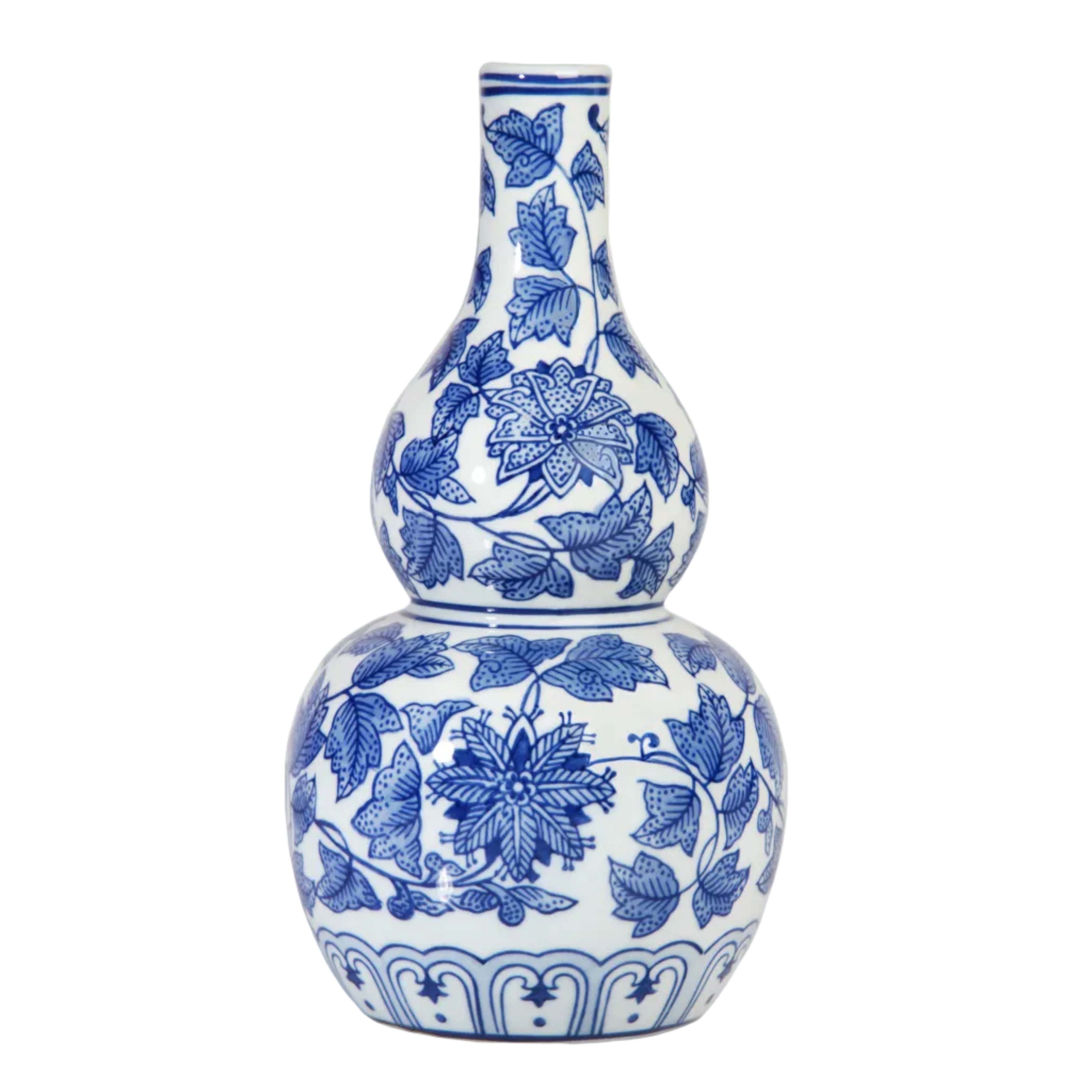 WHITE LOTUS FLOWERS VASE with blue
