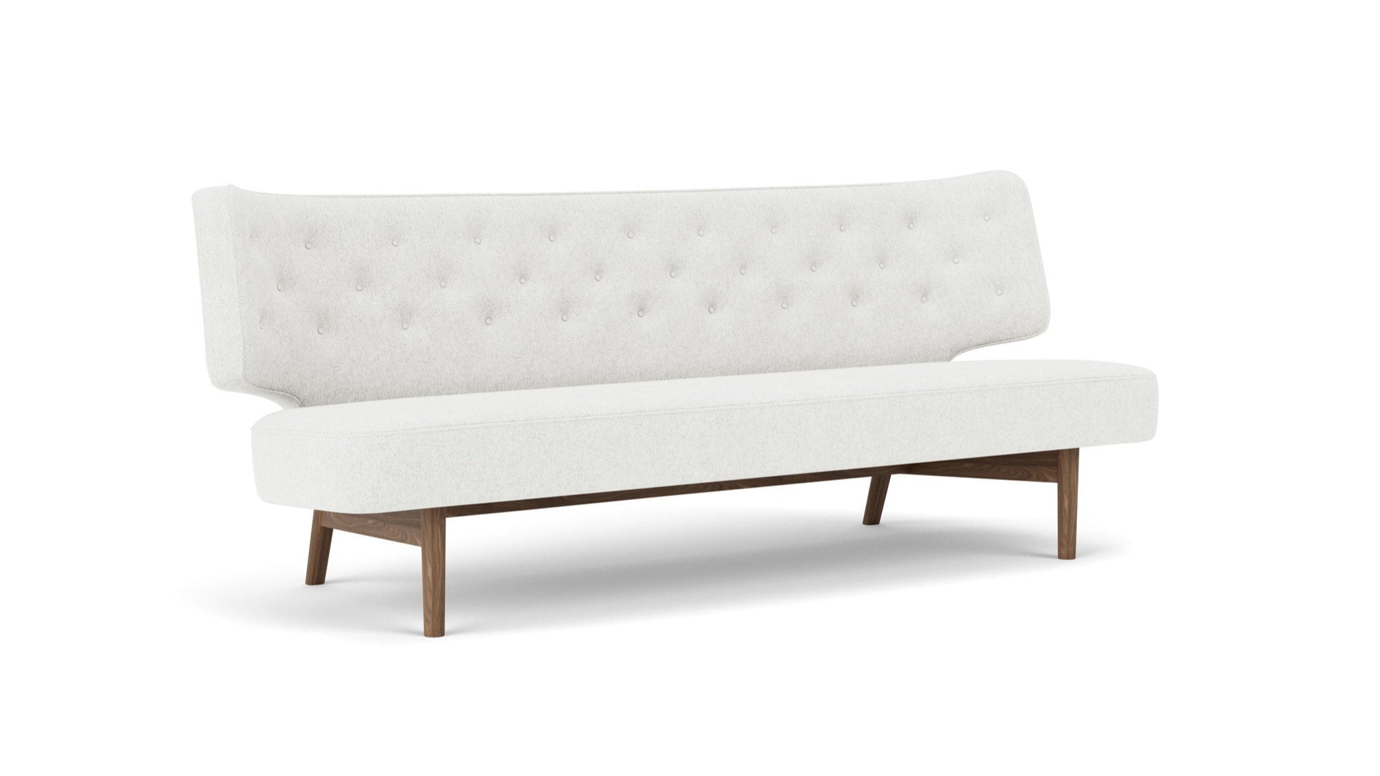 Sofa pre 2 osoby RADIOHUS svetlosivá s orechovým podstavcom