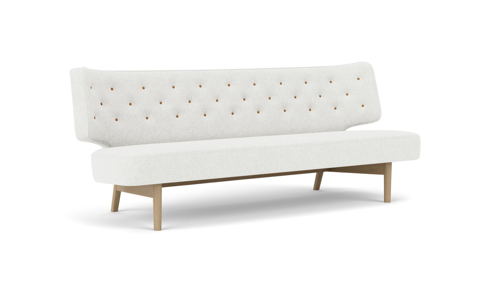 Sofa pre 2 osoby RADIOHUS svetlosivá s dubovým podstavcom