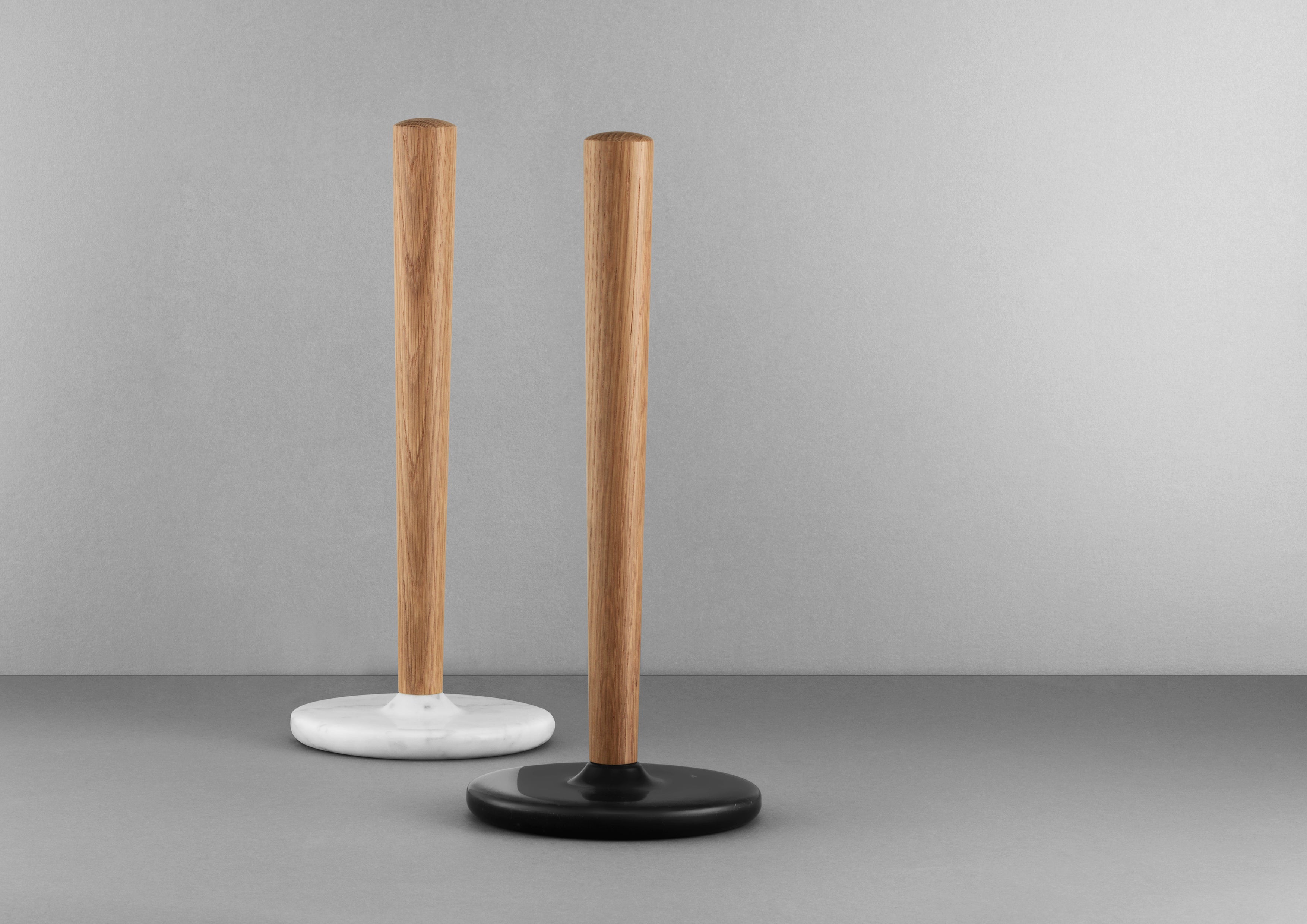 CRAFT Paper Towel Holder Oak Wood with White Marble Base