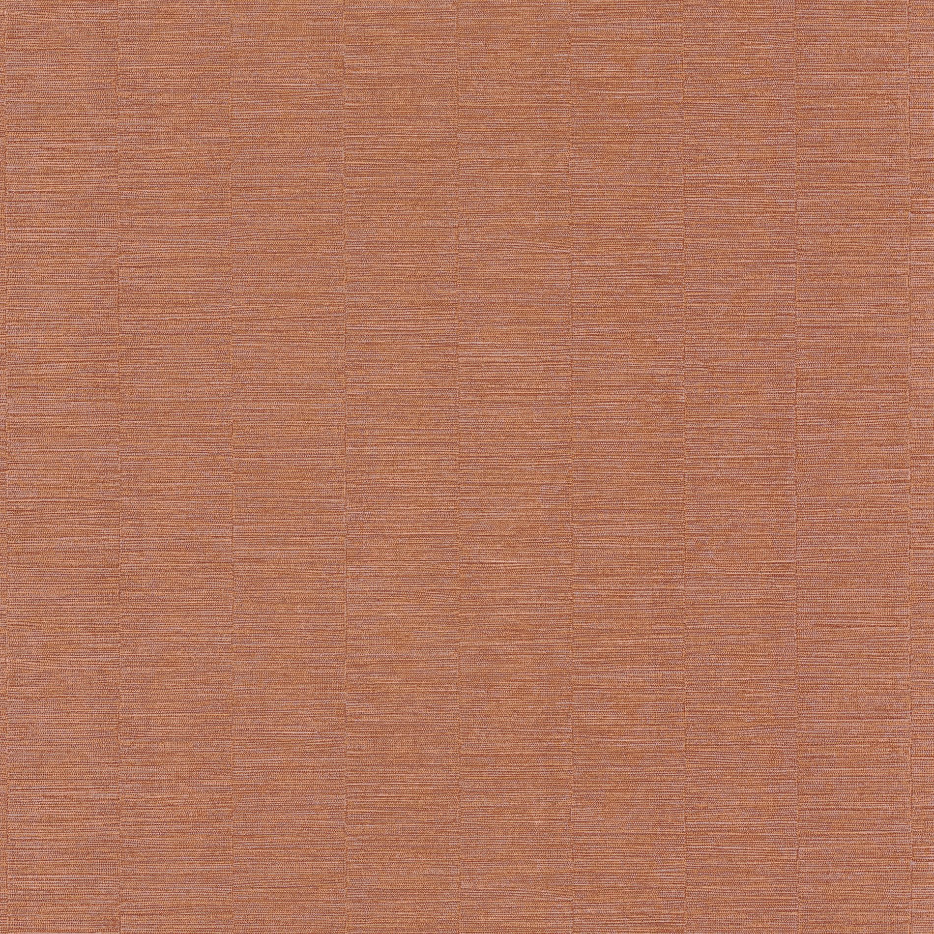 Metallic Textured Wallpaper in Stripes PLATINUM Dark Orange