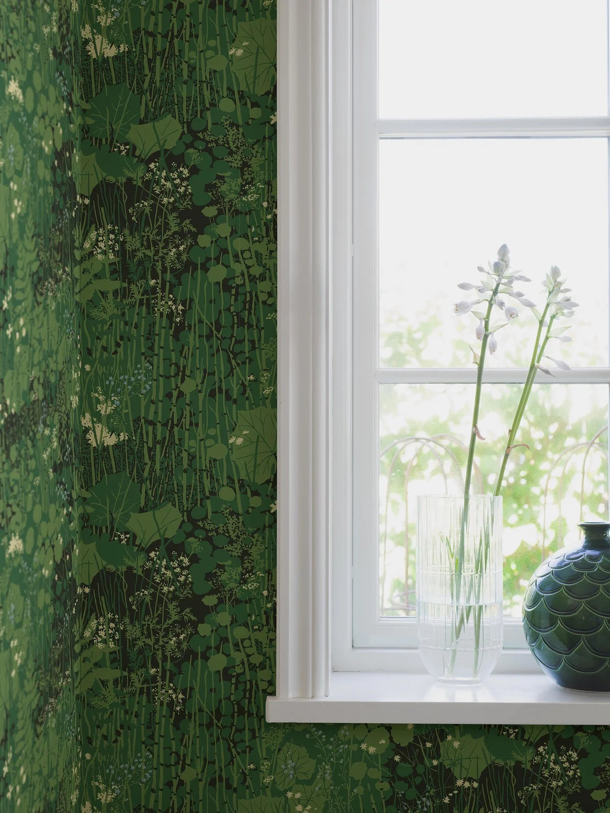 Tapeta s rastlinným motívom listov DIKESREN zelená