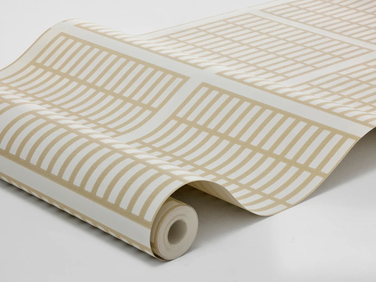 Tapeta s geometrickým vzorom ALVAR AALTO 14/6 béžová s bielou