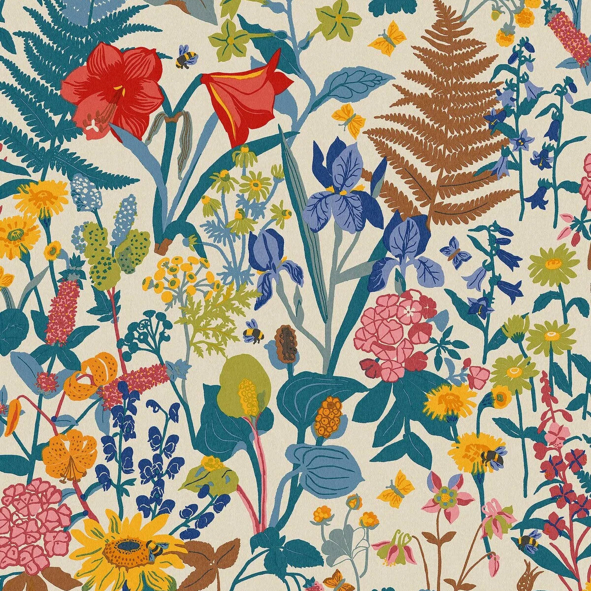 Tapeta s rastlinným motívom STUGRABATT béžová s modrou