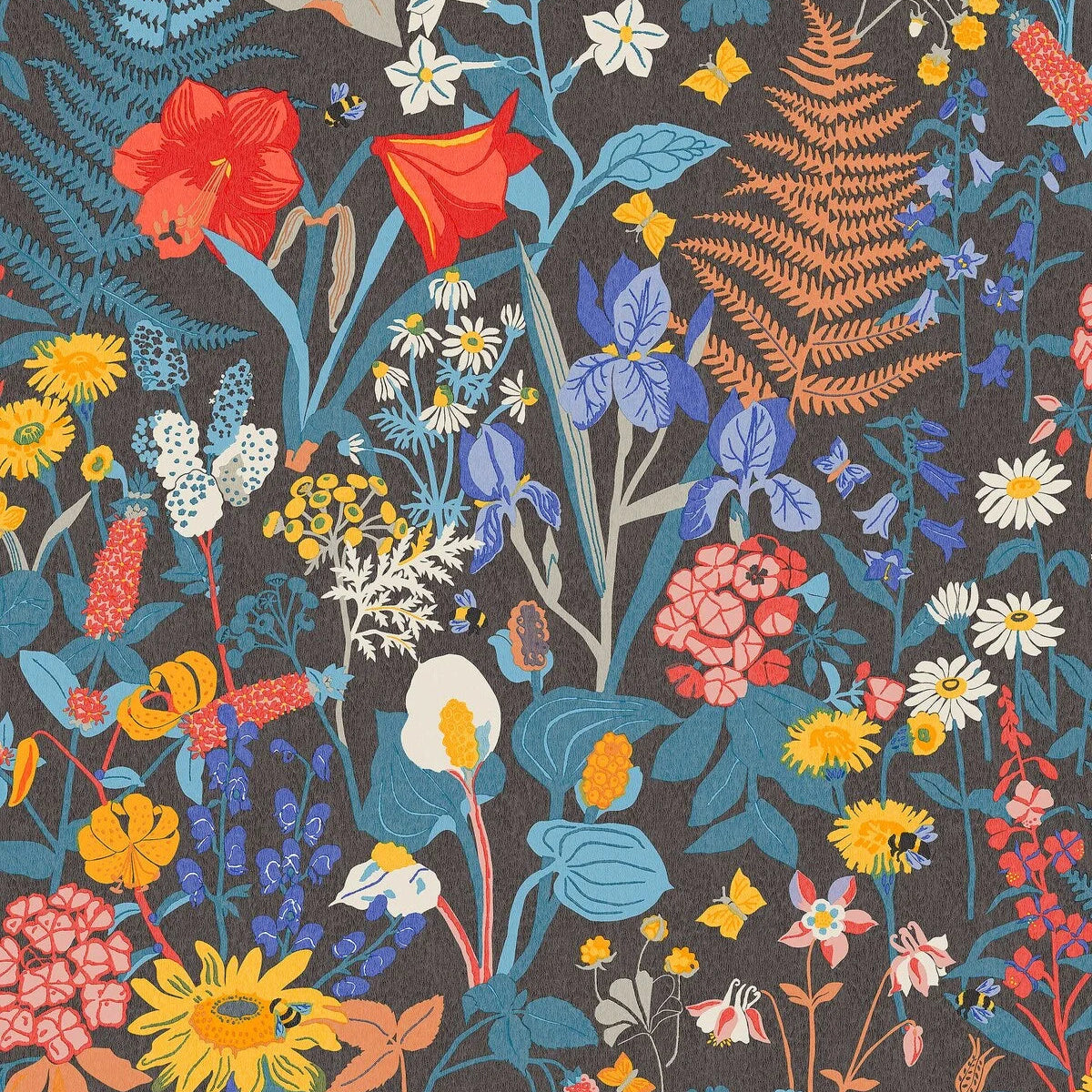 Tapeta s rastlinným motívom STUGRABATT modrá so žltou