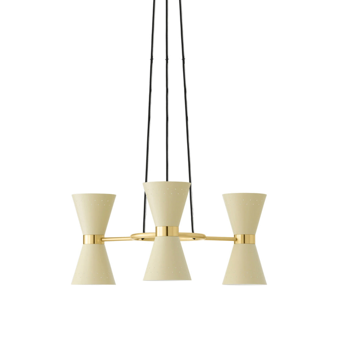 COLLECTOR beige chandelier with brass finish