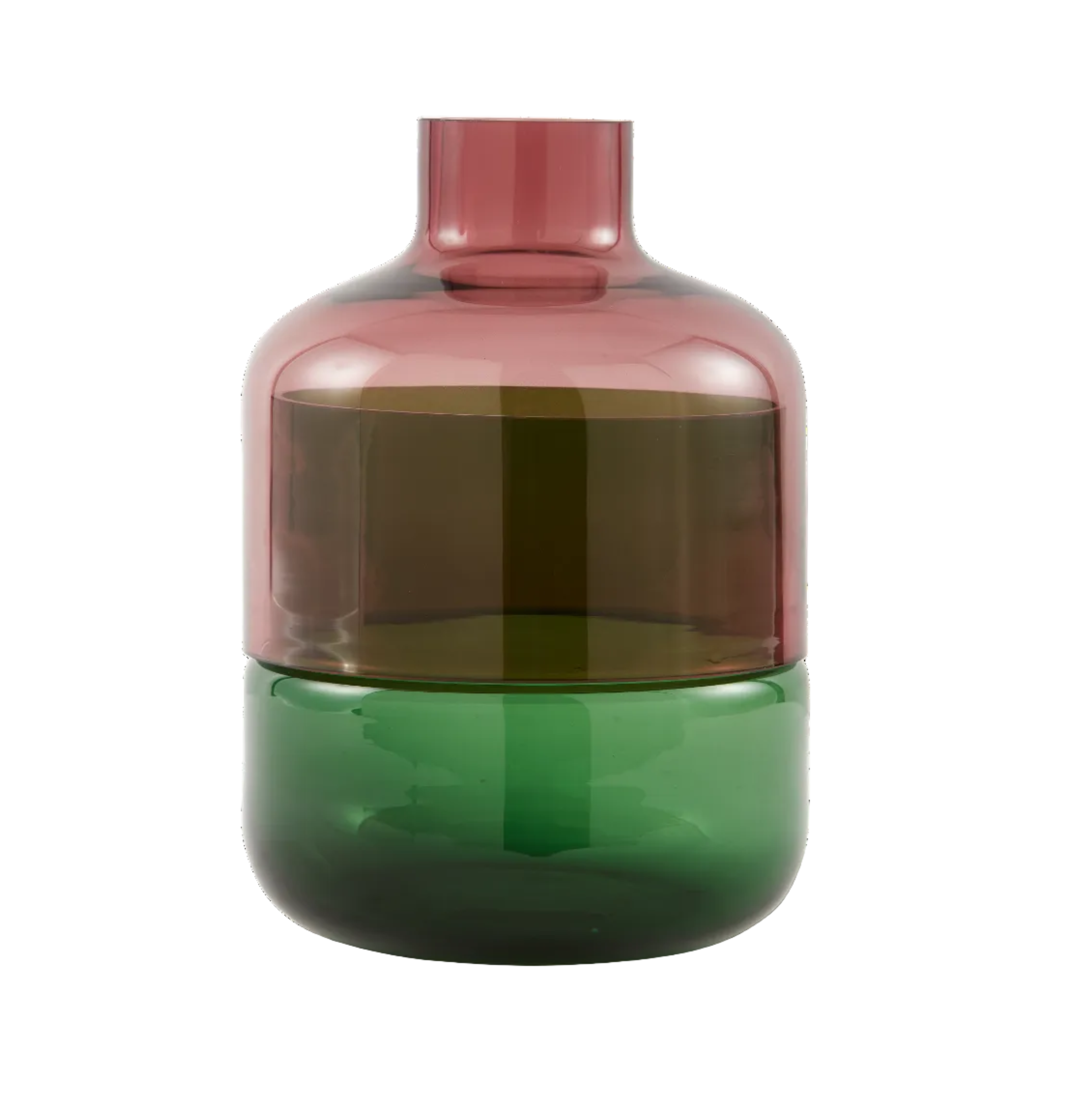 Glass vase FORMY pink with green