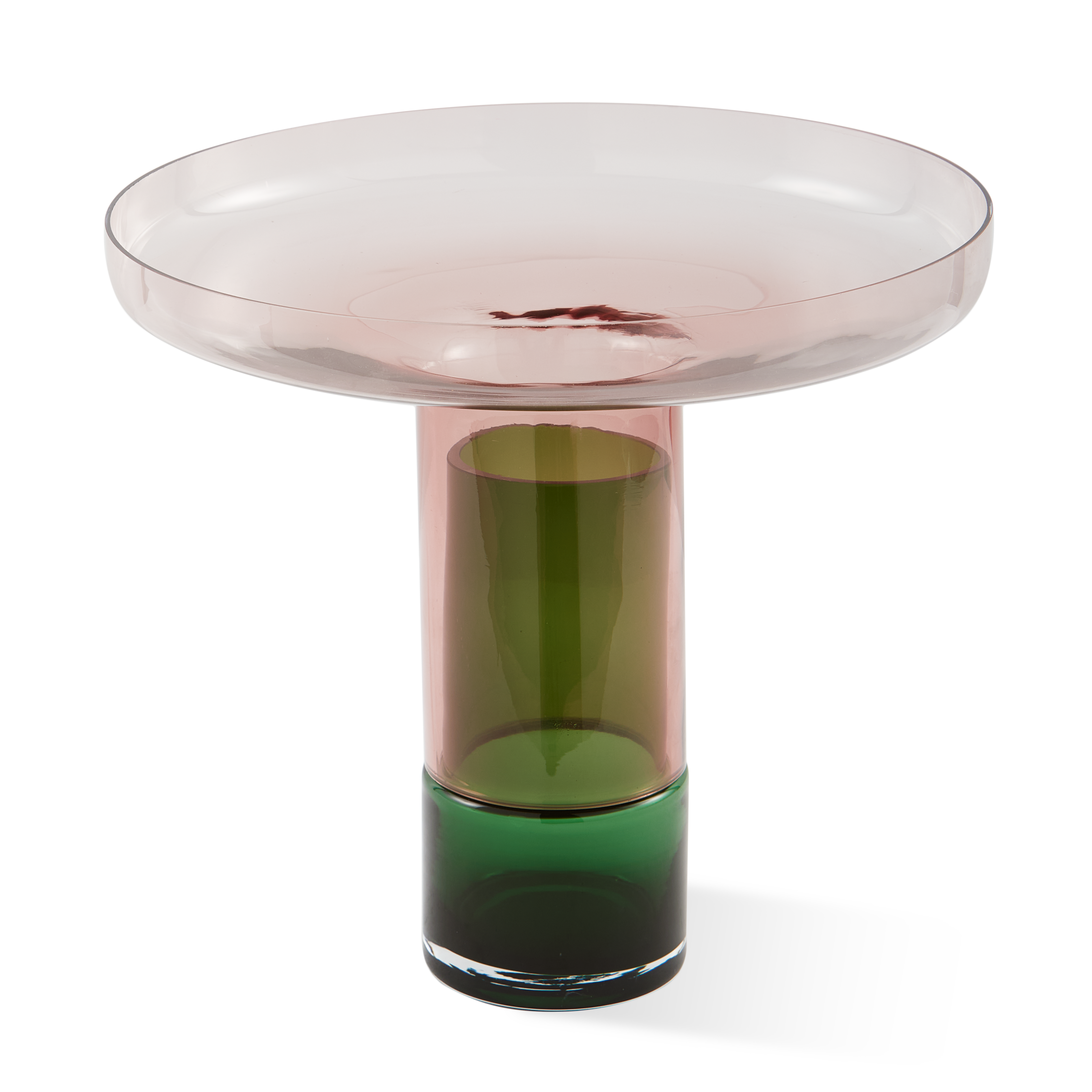 Pink and Green Glass Vase DISK FORMY