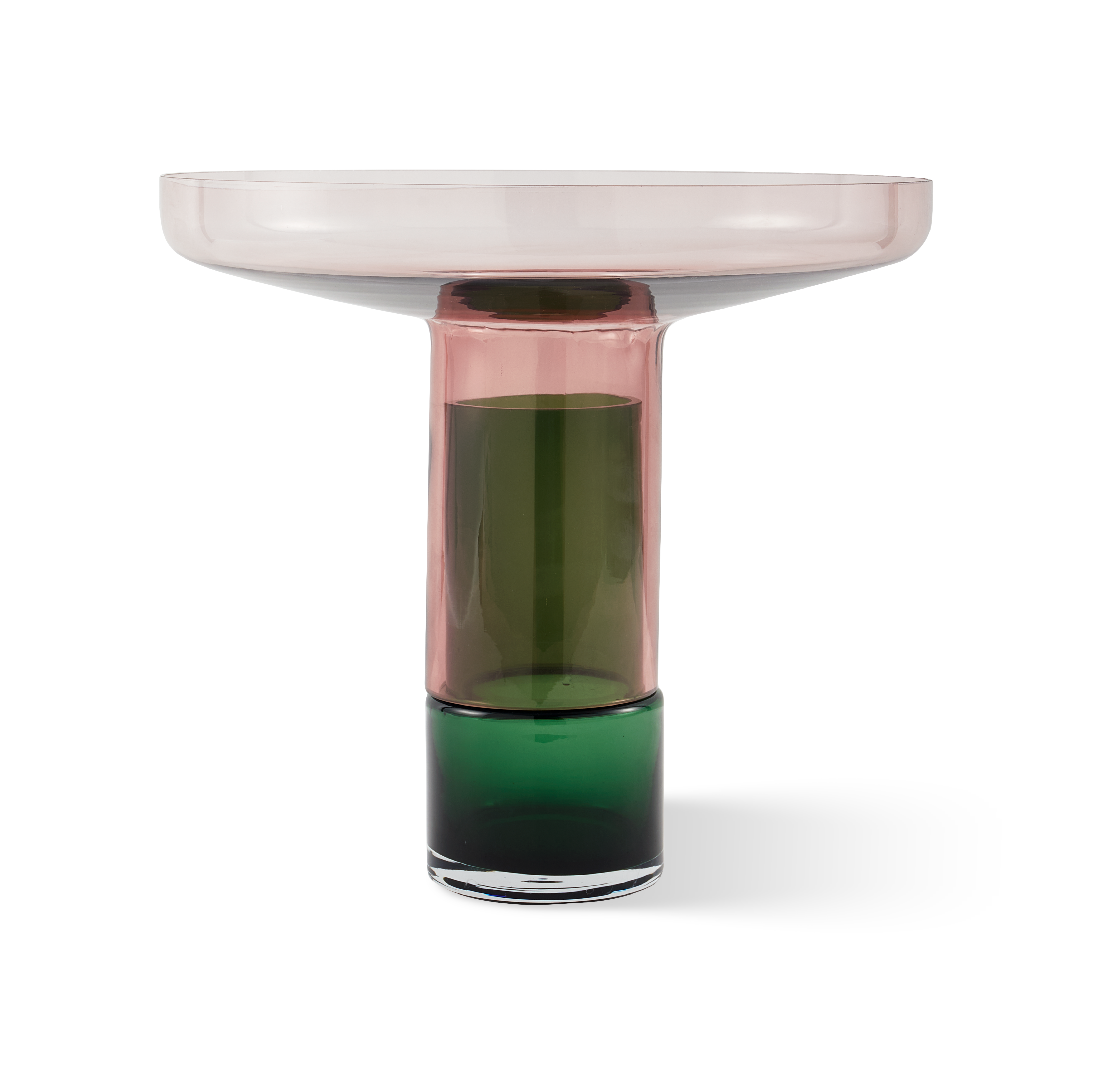 Pink and Green Glass Vase DISK FORMY