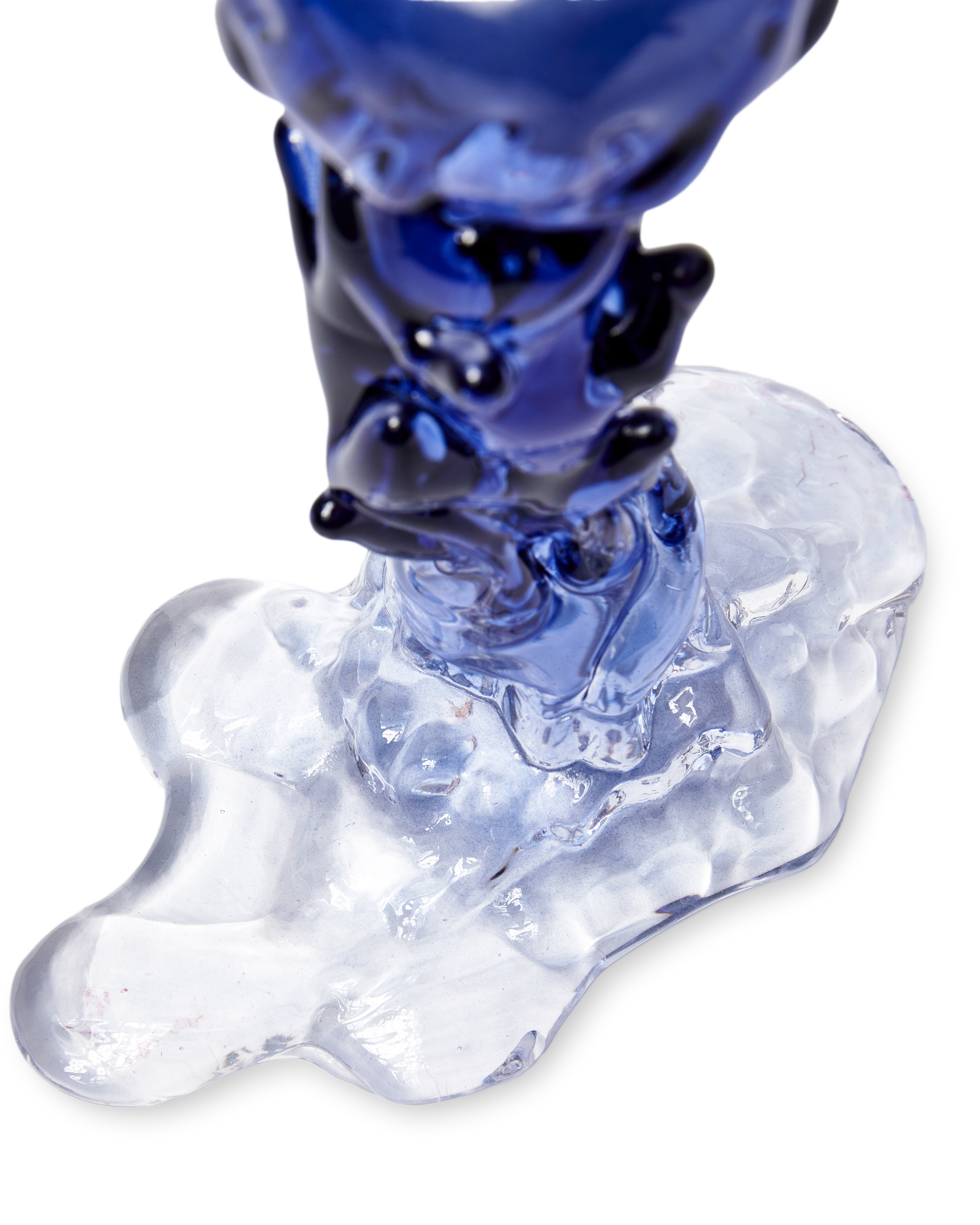 GLASS DRIP Candle Holder Blue