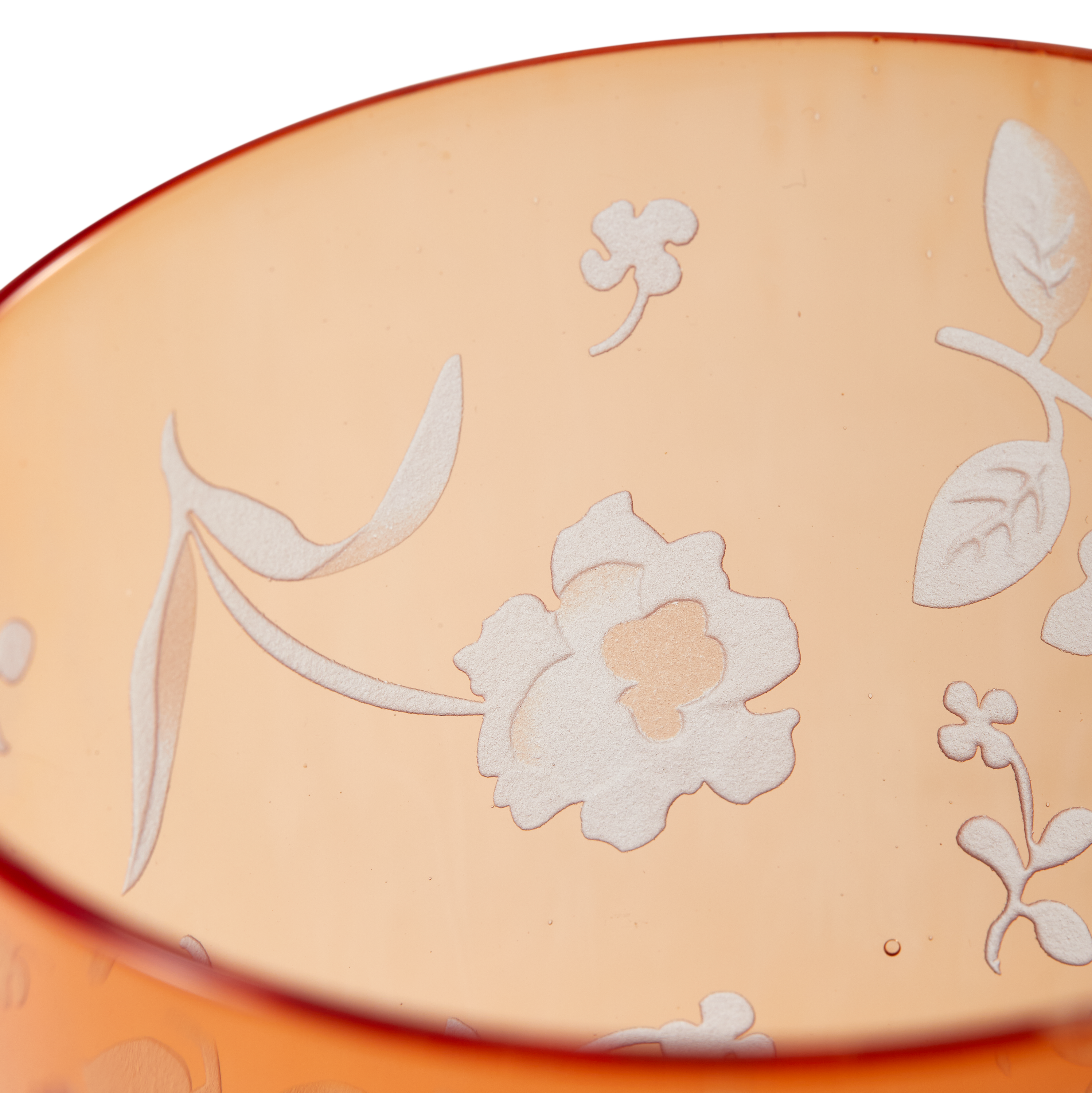 Súprava pohárov ROZPTÝLENÉ KVETY oranžová s pieskovaným vzorom