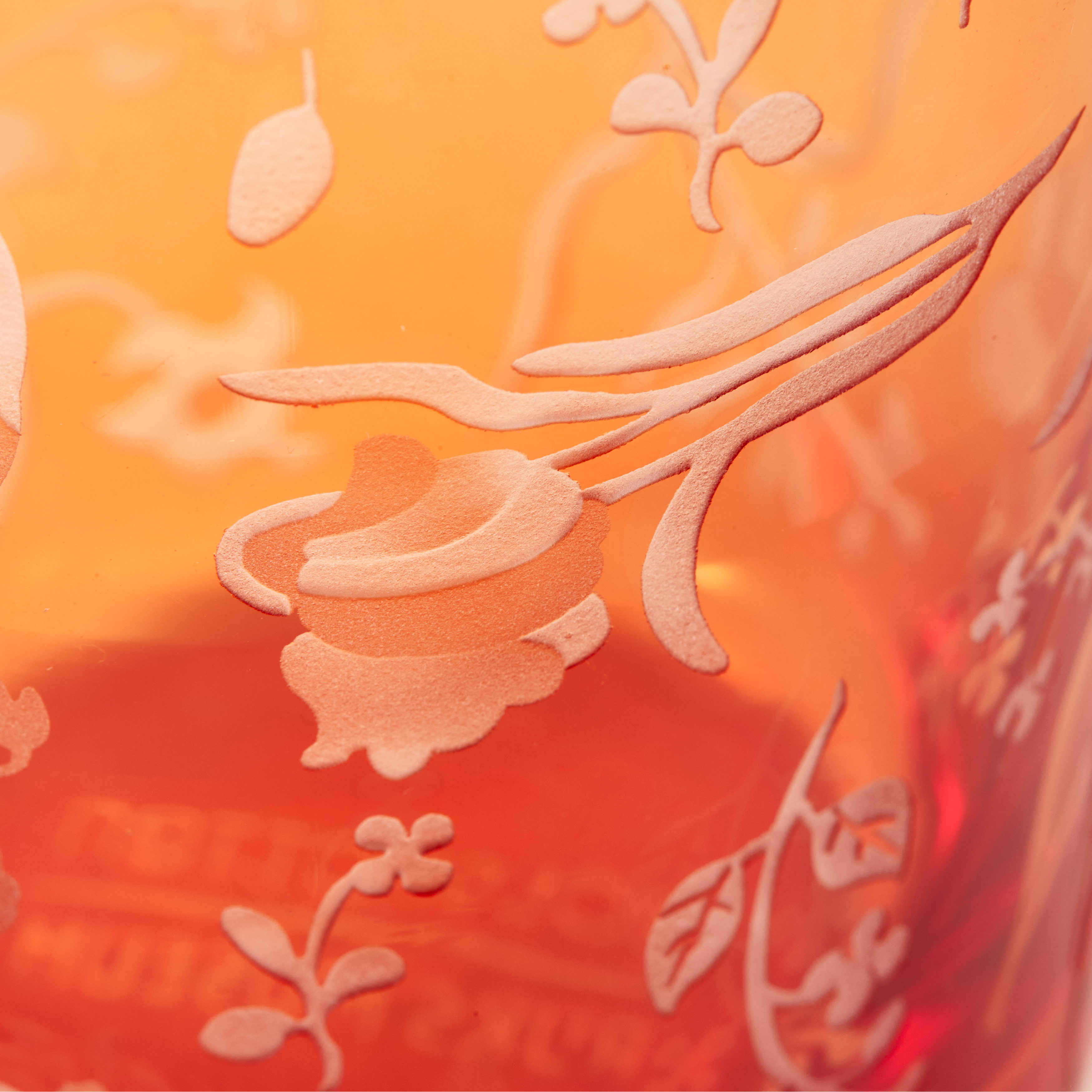 Súprava pohárov ROZPTÝLENÉ KVETY oranžová s pieskovaným vzorom