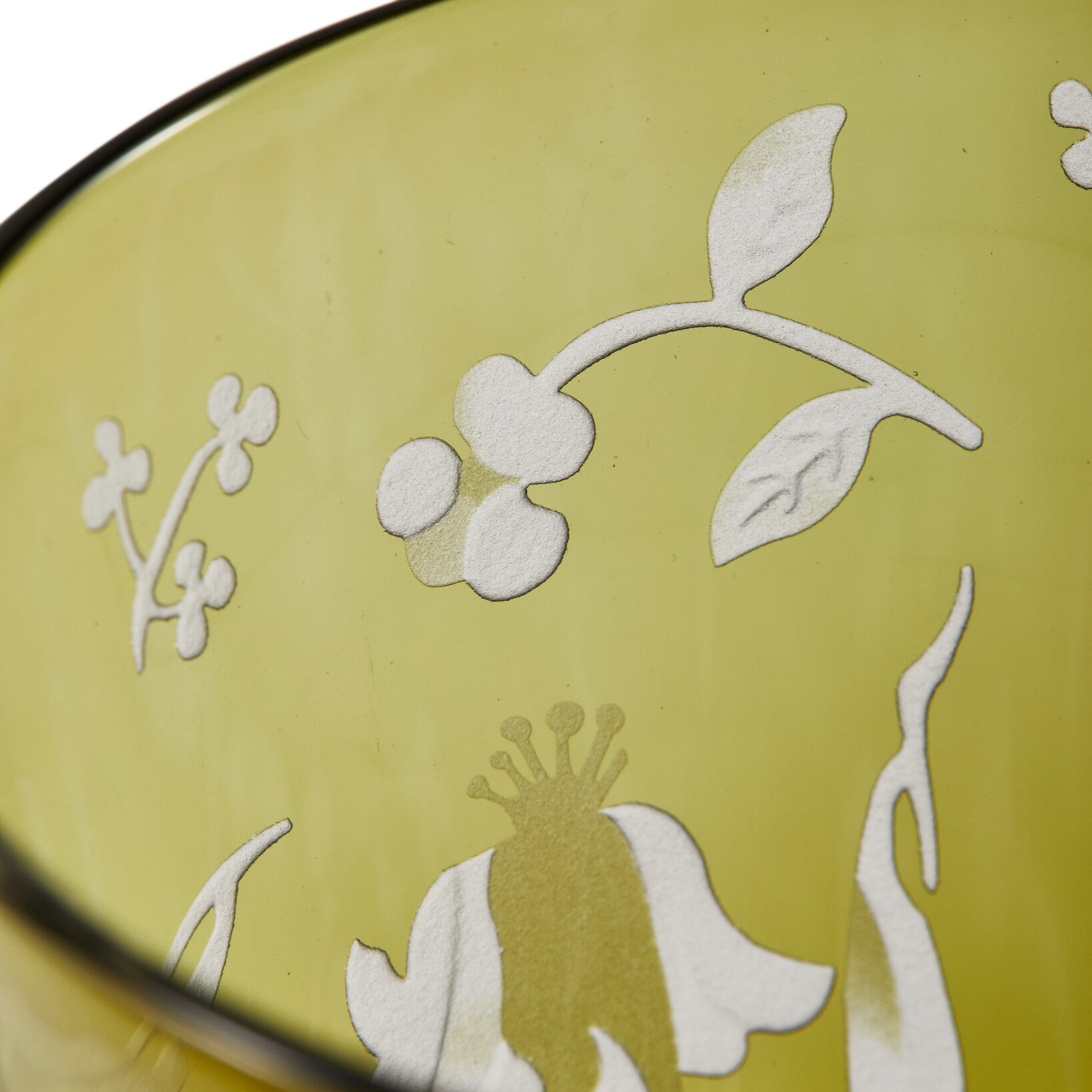 Súprava pohárov SCATTERED FLOWERS olivová s pieskovaným vzorom